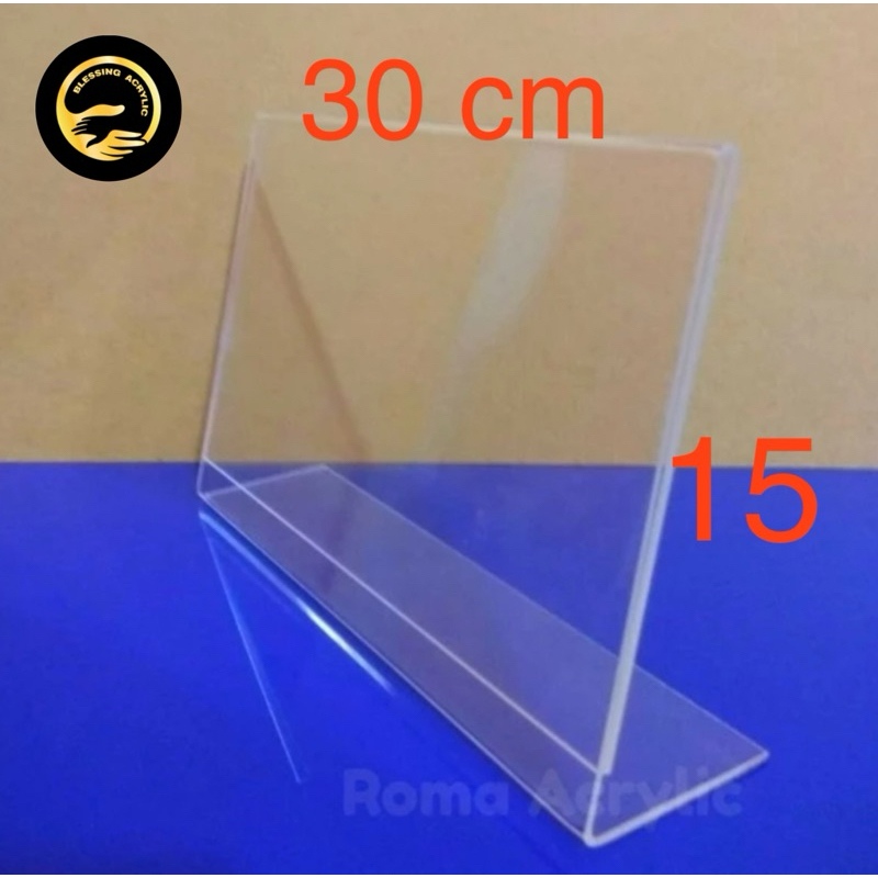 

acrylic tent card L selipan kertas 2mm uk T 15 cm x P 30 cm