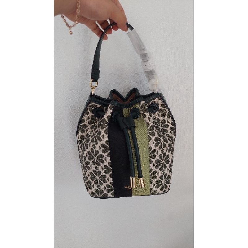 Tas serut KS jacquard hijau