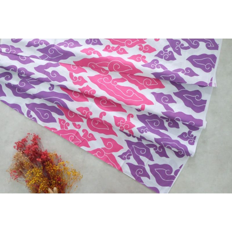 kain batik print pria wanita baju kerja motif dimensi mega mendung warna warni khas trusmi cirebon b