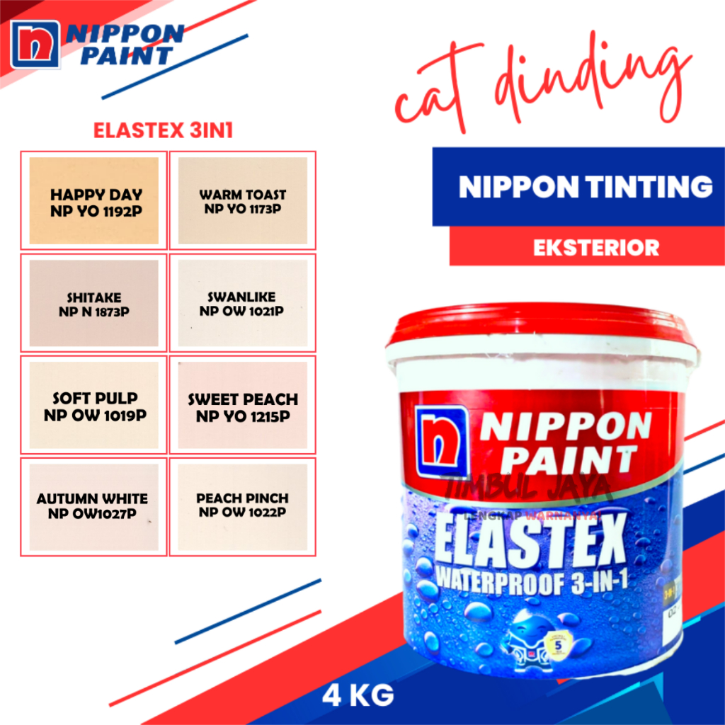 LENGKAP Nippon Elastex Anti Bocor 4 kg / elastex 4 kg / cat tembok luar rumah anti air / cat tembok 