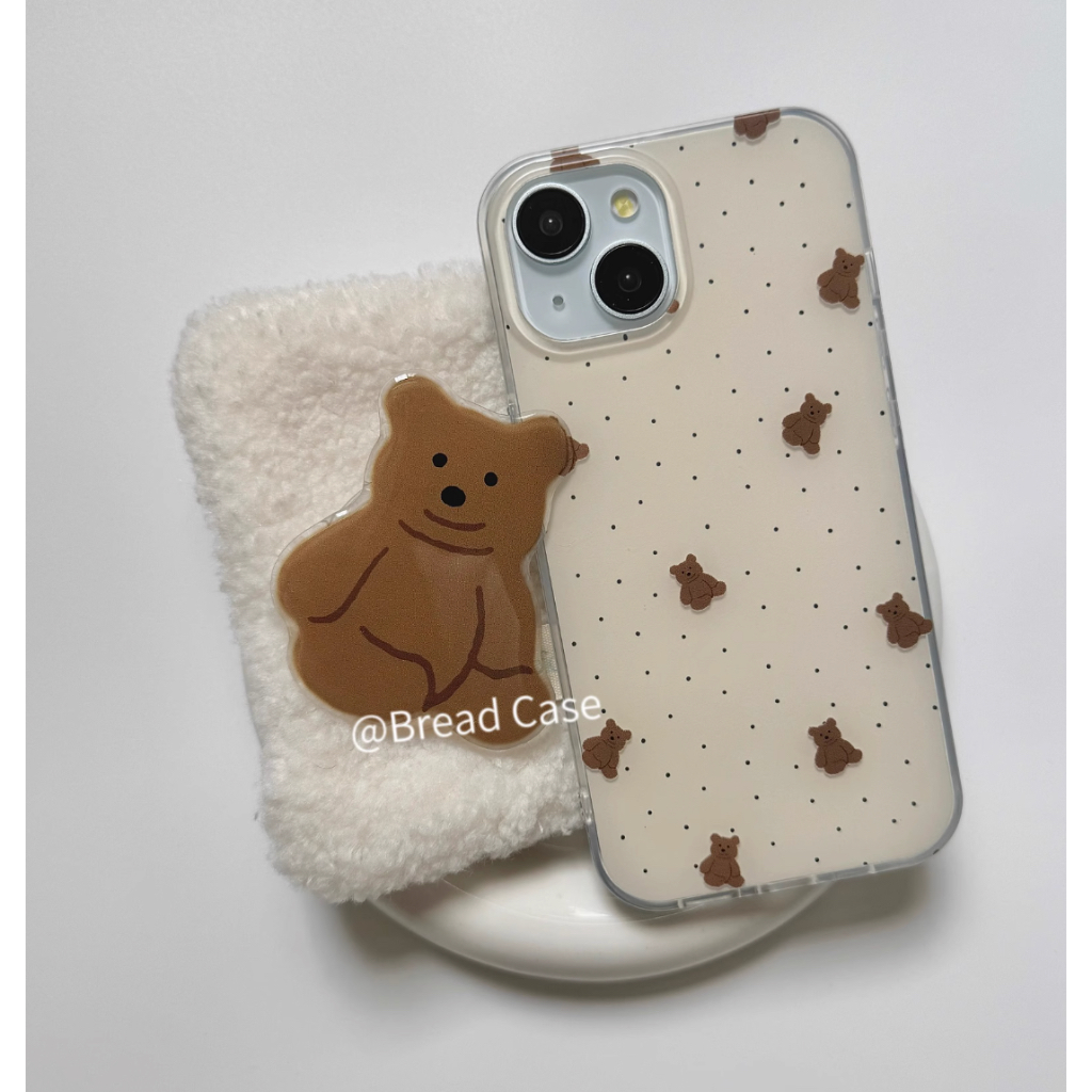 CASE IPHONE IMPORT KOREA + POPSOCKET CUTE POLKADOT BEAR