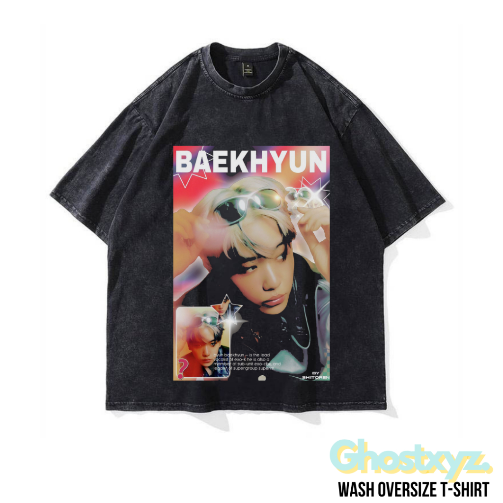 Ghostxyz T-Shirt Baekhyun Wash Oversize Vintage Tee Baju Kaos