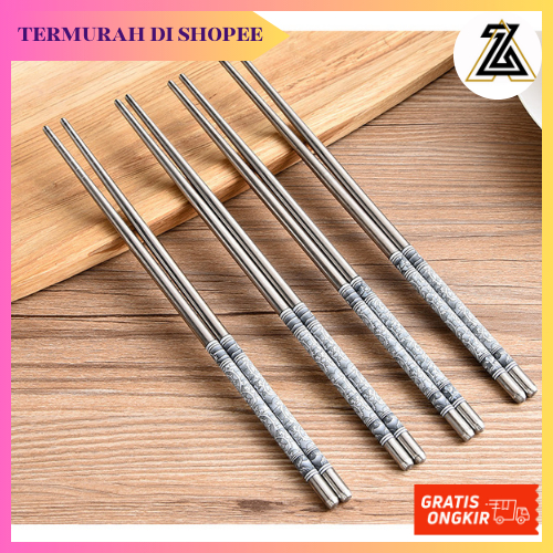 Sumpit Stainless Steel Sus 304 Satu Pasang Polos — 10