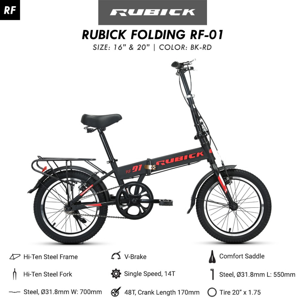 PROMO.. Sepeda Lipat RUBICK RF 01 16 inch 20 inch by UNITED / GENIO Singel Speed Sepeda Lipat Termur
