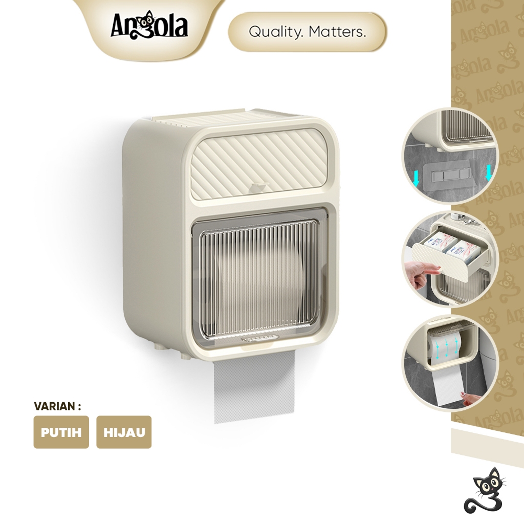 ANGOLA Kotak Tisu Tempel Dinding D55 Tempat Tisu Anti Bor / Toilet Tissue Box