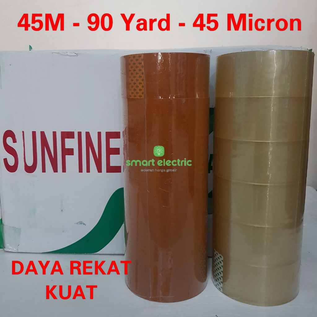 

Lakban Sunfine 45mm 90 Yard 45 Micron Bening Coklat Selasiban Bagus Murah