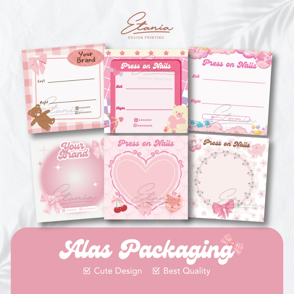 Alas packaging kertas freebies alas Fake nail alas kuku palsu card  packaging fake nails