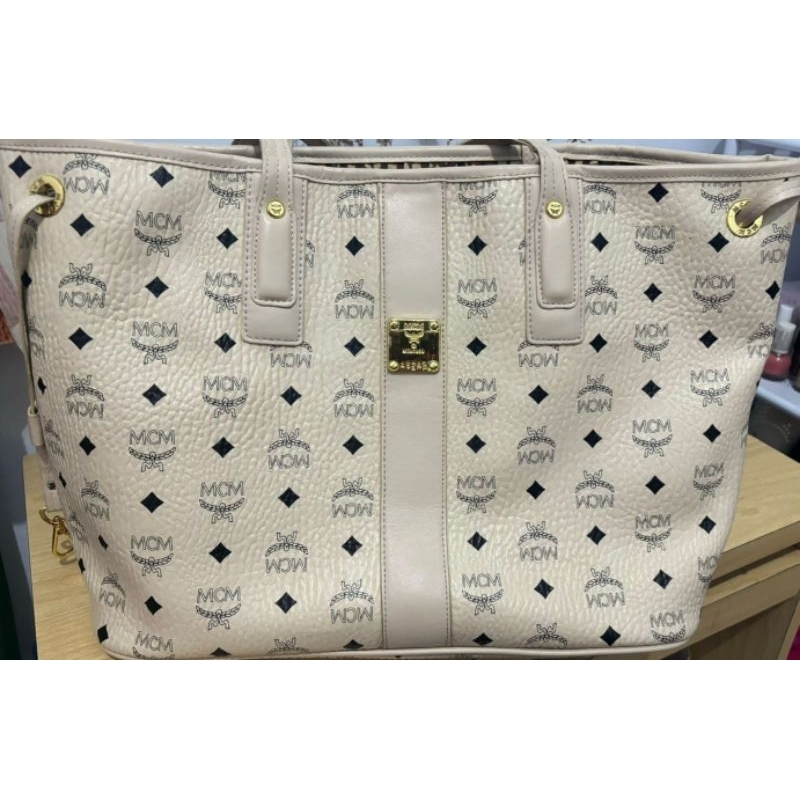 Tote Bag MCM original warna beige ukuran large