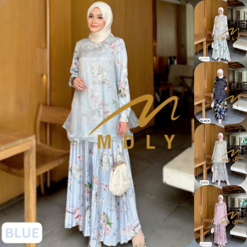 (p1a) MDLY ZUHRA  Baju Atasan set Rok Wanita muslim Zuhraa Set By Mdly. Nazra Sha