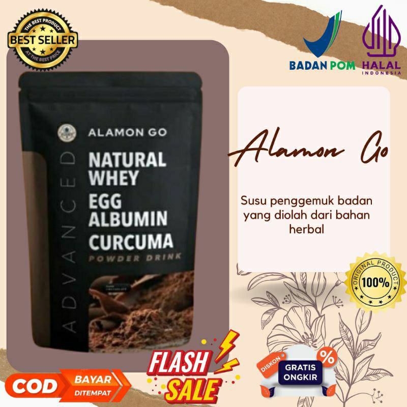 

Alamon Go Natural Whey Egg Albumin Temulawak Susu Penambah Berat Badan Varian Chocollate Halal BPOM