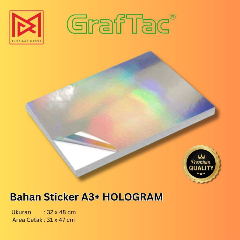 

Bahan stiker A3+ (hologram, gold, silver) harga satuan atau per lembar