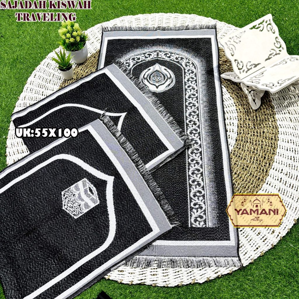 TERBARU - Sajadah Traveling Motif Kiswah Ukuran Dewasa Perlengkapan Sholat Pakaian Muslim Sejadah Sa