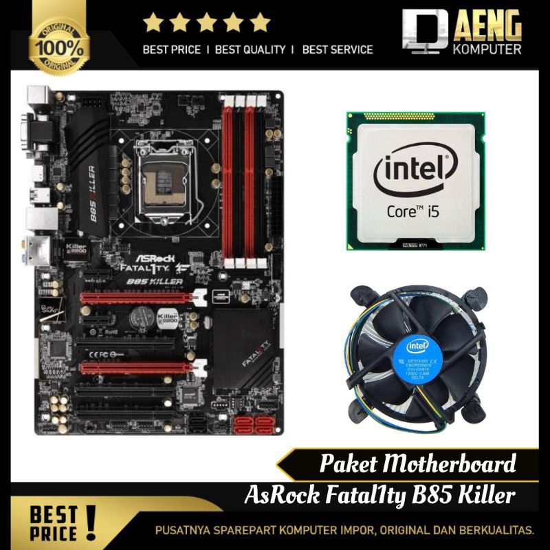 Motherboard Mainboard Mobo Pc Merk PC Gaming ASRock FATAL1TY B85 KILLER 4 Slot Ram USB 3.0 Paket Pro