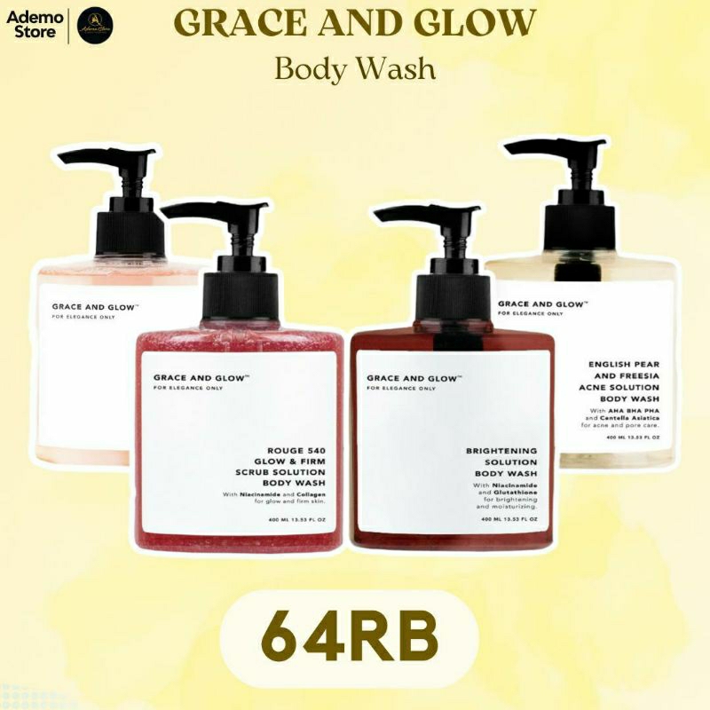 Grace &amp; Glow Body Wash Black Opium / English pear Freesia Anti Acne Solution / Rounge 540 Glow &amp; Firm Scrub Solution