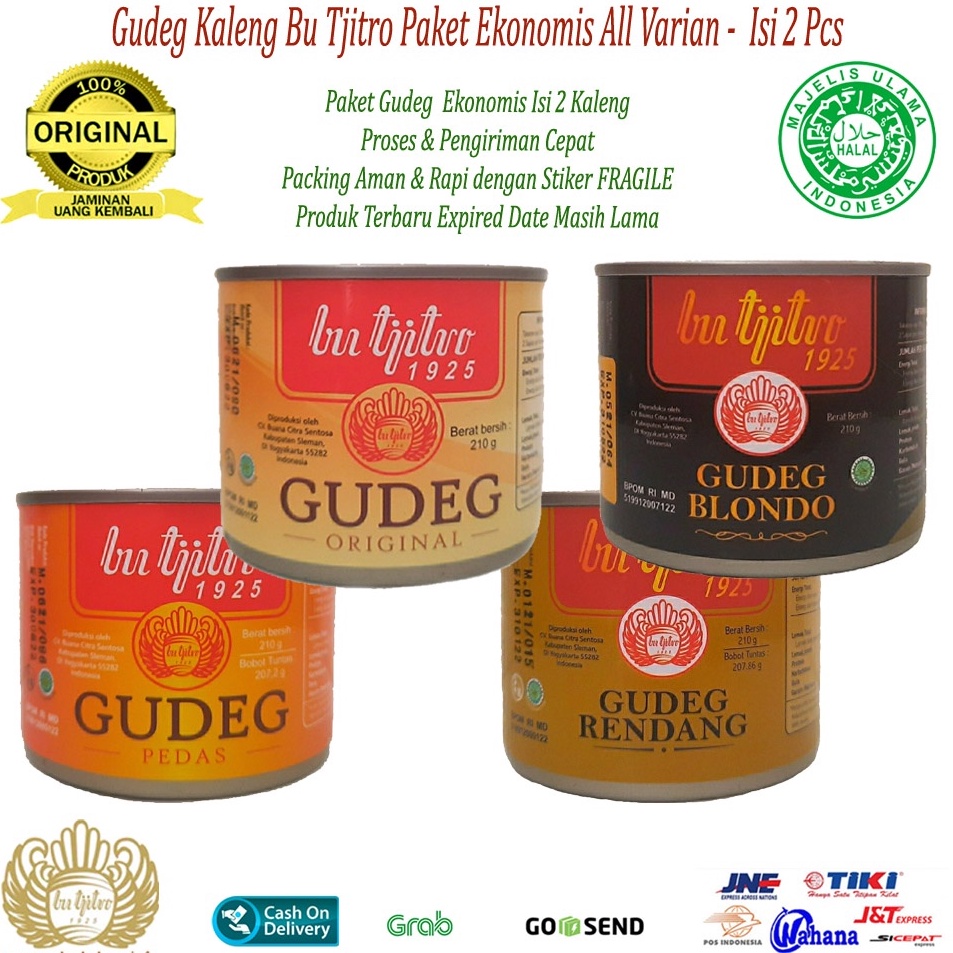 

Pasti Untung Gudeg Kaleng Bu Tjitro Paket Ekonomis All Varian Isi 2Pcs