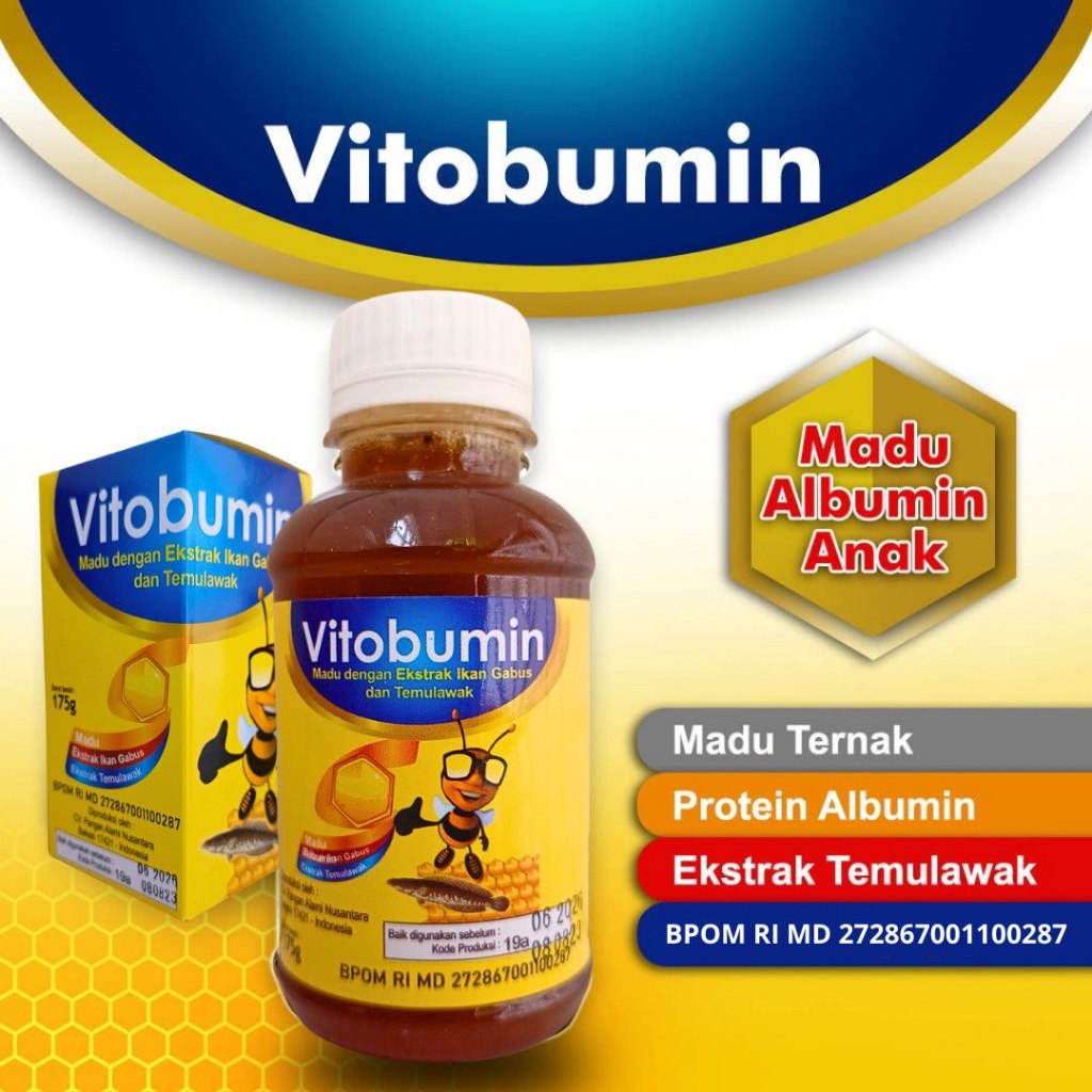 Madu Albumin Anak VITOBUMIN Ekstrak Ikan Gabus - Ikan Kutuk - Original Athoifah