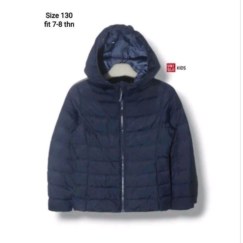 UNIQLO Kids Girls Puffer Jacket Navy Size 130 fit 7-8 years (P50xL41) jaket hangat anak perempuan