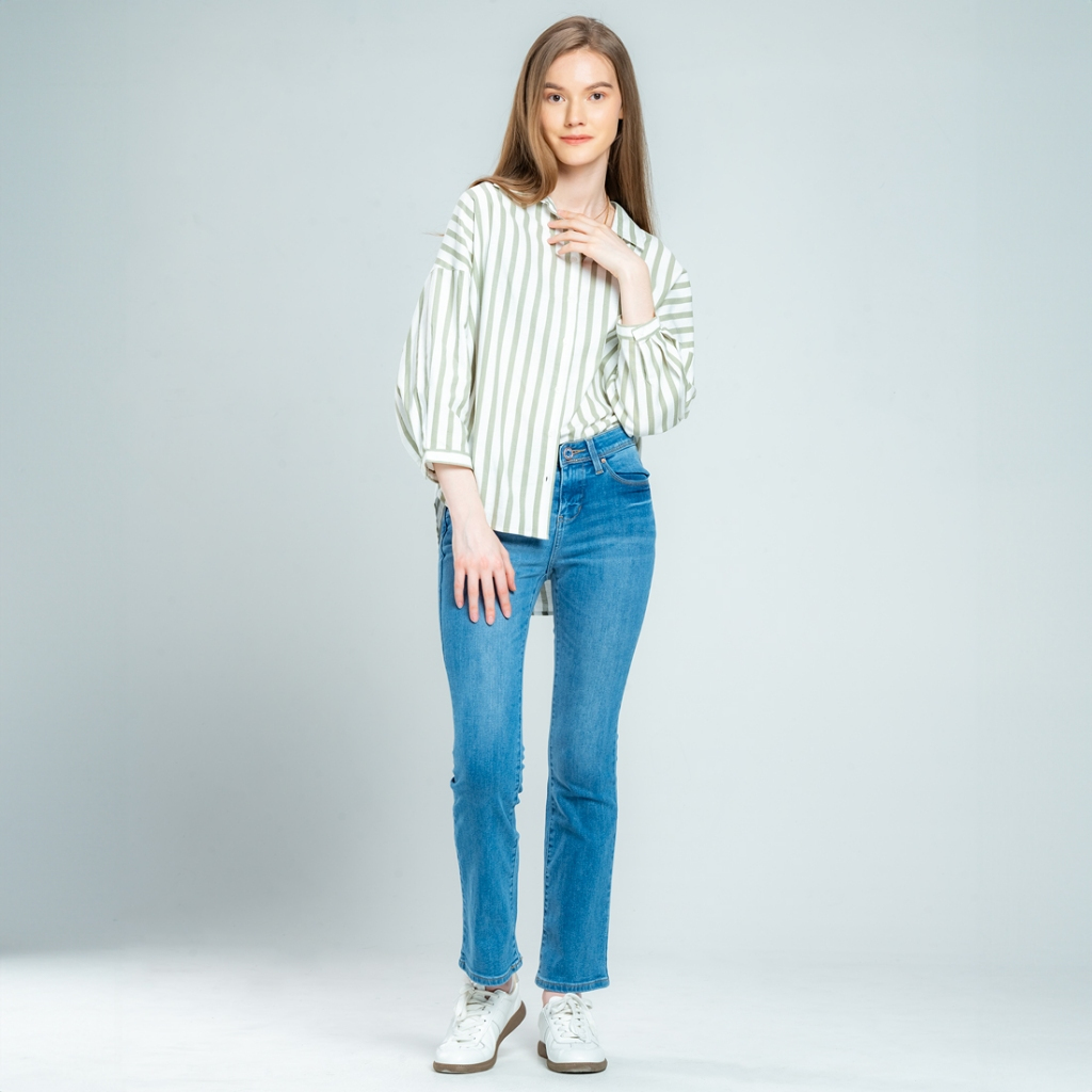 C2 Homyel Green Kemeja 7/8 Casual Oversize Wanita