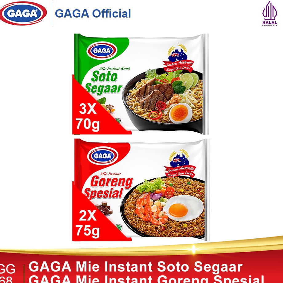 

Murah Banget GAGA Mie Soto Segaar 7g 3pcs GAGA Goreng Special 75g 2pcs GG68