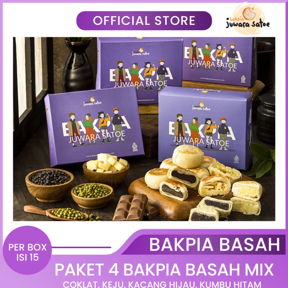 

Harga Kompetitif BAKPIA JUWARA SATOE 4 Box Paket Bakpia Basah Mix Varian Coklat Keju Original Kumbu Oleh Oleh Khas Jogja