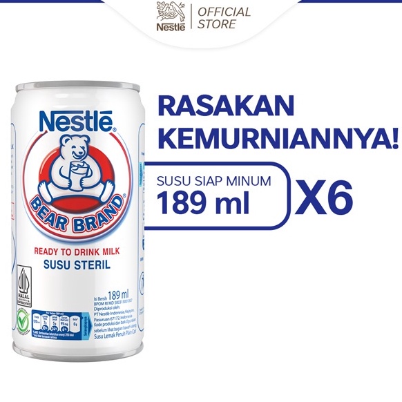 

Super Untung BEAR BRAND Susu Kaleng Susu Beruang Susu Steril 189ml x6