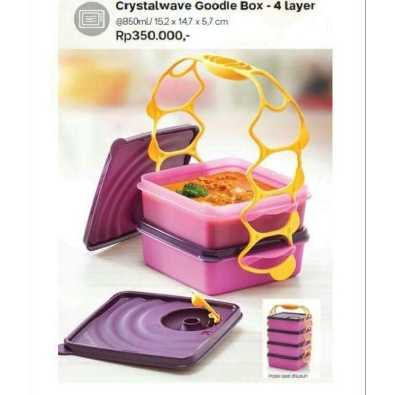 Tupperware Crystalwave Goodie Box rantang susun 4 @850ml bisa masuk microwave