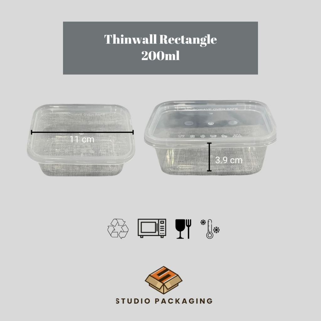 Thinwall Rectangle 200 ml - Mangkuk Plastik