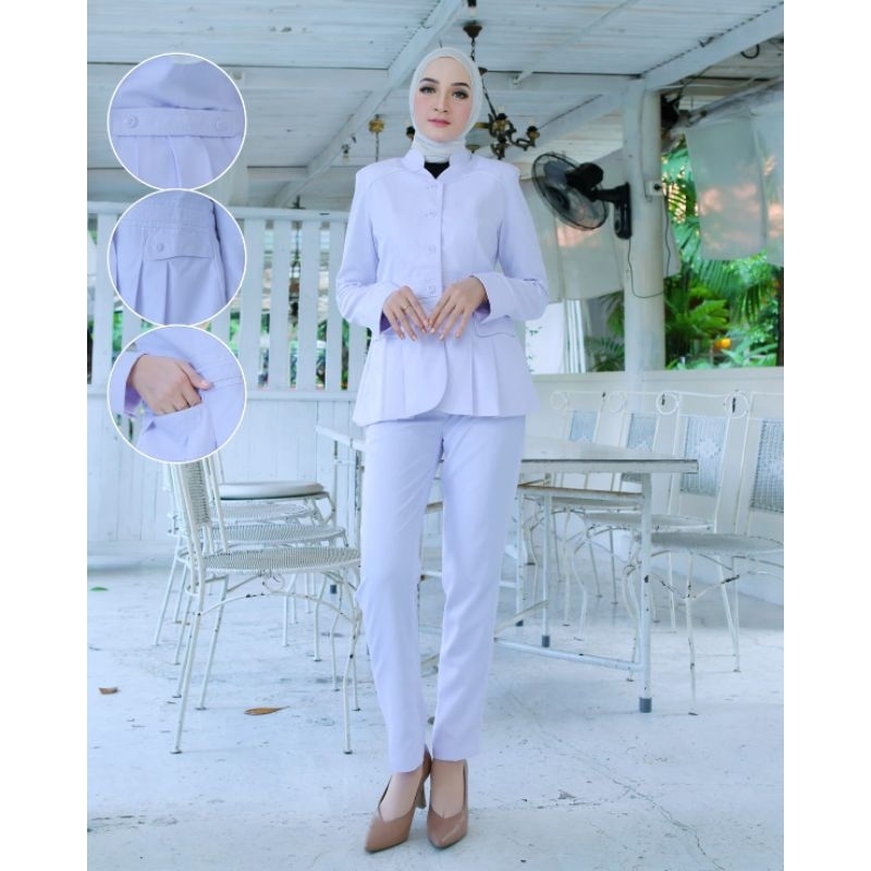 blazer wanita seragam dinas kesehatan baju perawat seragam perawat seragam dinas Putih kemeja putih 