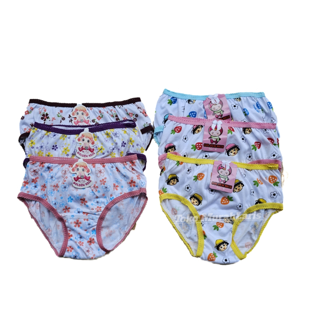 Cd Anak Golden Nick Lusinan 043 | Celana Dalam Anak Perempuan Motif Kembang