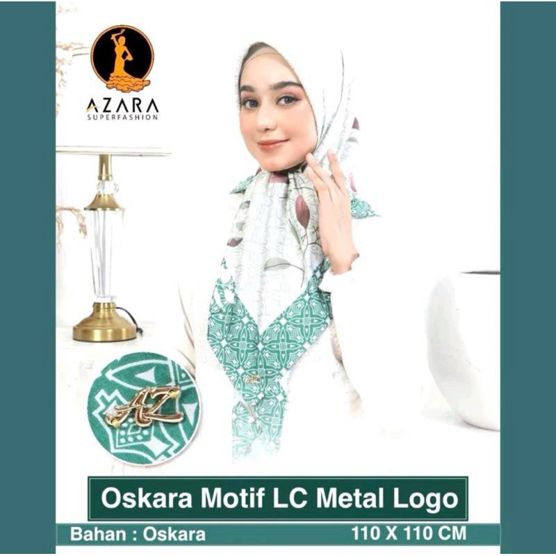 [ GROSIR 10 Pcs ] Hijab Segi Empat Oskara Motif Metal Logo LC Azara Superfashion