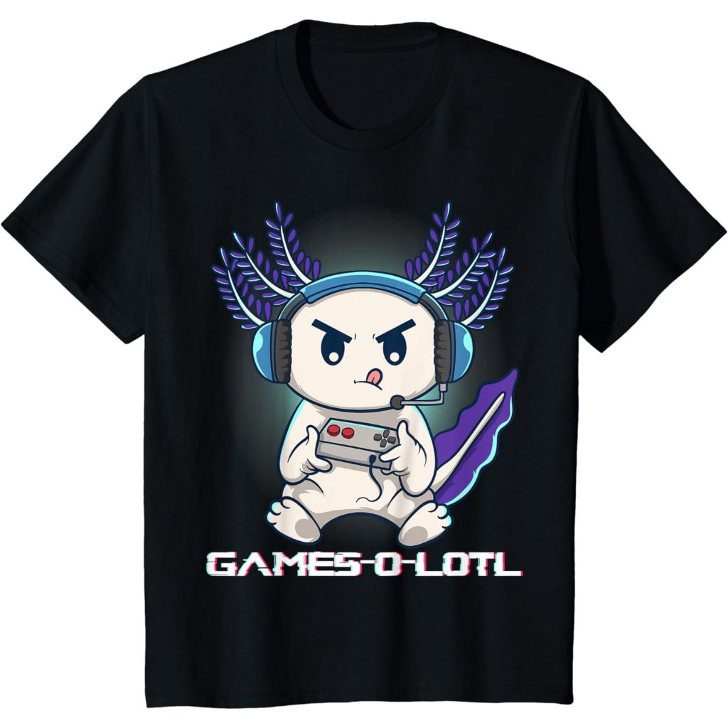 Baju Kaos Anak Distro Premium Axolotl Playing Console Video Games Gamesolotl Gaming T-Shirt