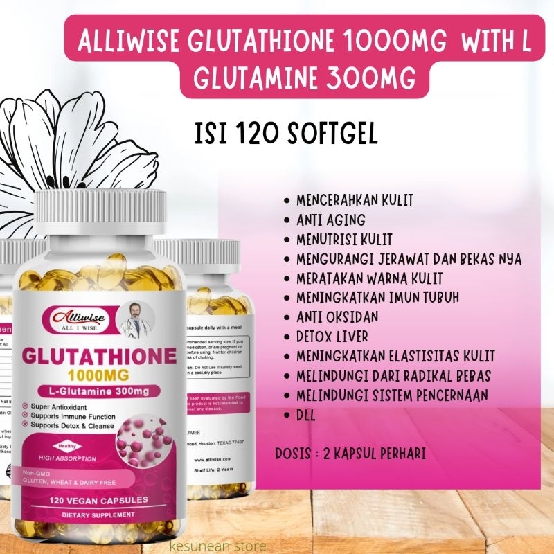 ALLIWISE GLUTATHIONE 1000MG L-GLUTAMINE 300MG ORIGINAL - 120