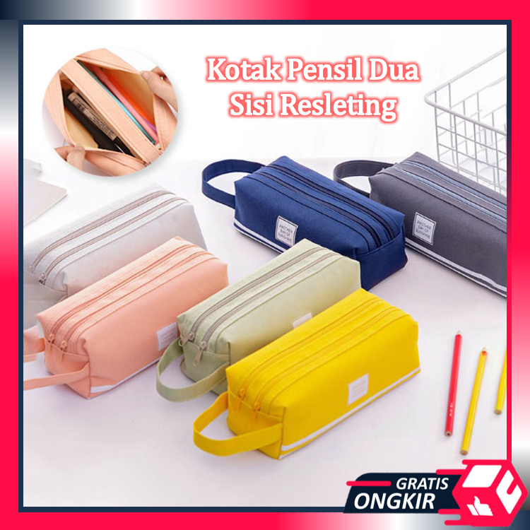 

Gratis Ongkir - S5943 Kotak Pensil dan Stationery Dual Zipper / Kotak Pensil Dua Sisi Resleting