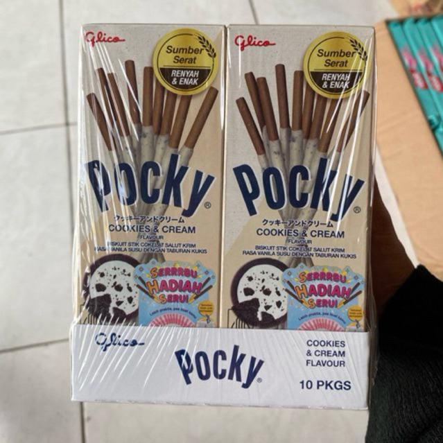 

Pocky pocky cookie and cream 21g (isi 10 pck)