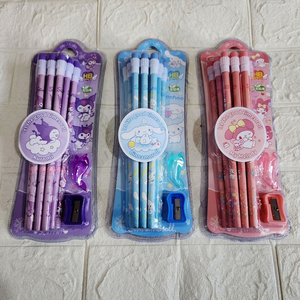 

Ay00! PENSIL HB KT-103 SARINO KARAKTER KUROMI CINNAMOROL MELODY 1PACK ISI 12PCS