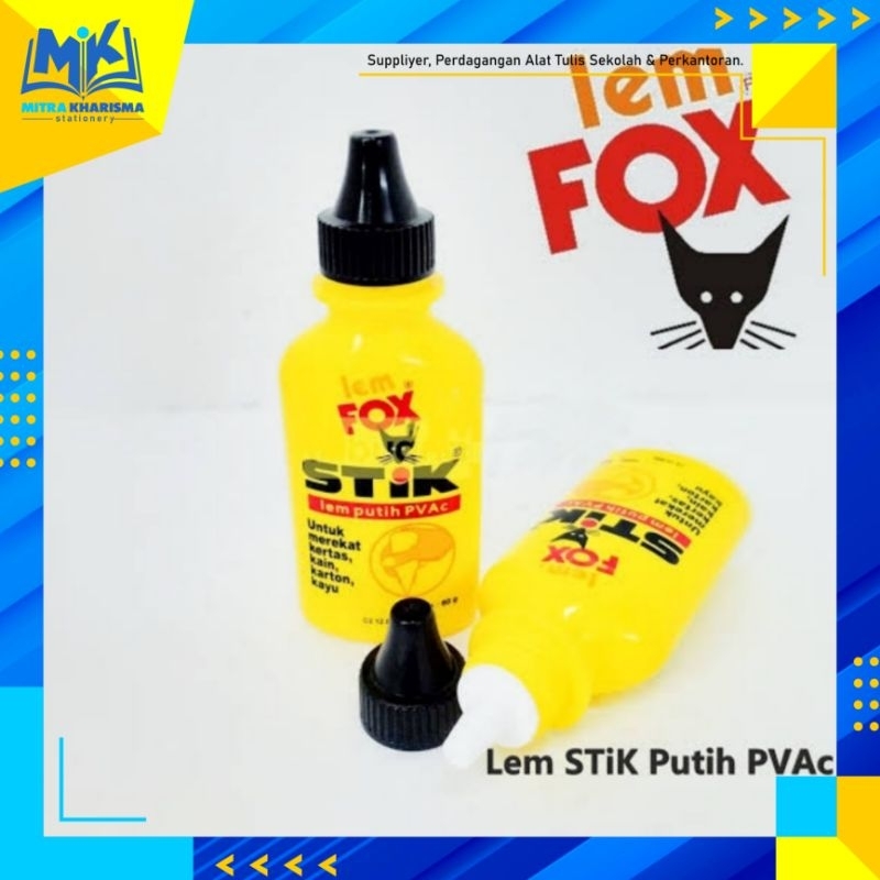 

Lem FOX STIK PVAc Botol Kuning 60 gr / Lem putih