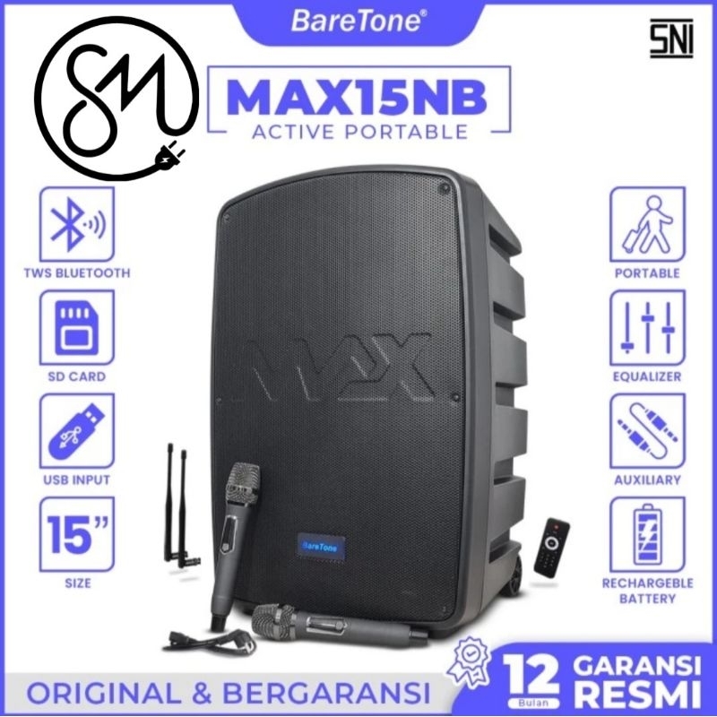 Speaker Portable Baretone MAX15NB 15 inc inch Bluetooth meeting 15NB 800 WATT