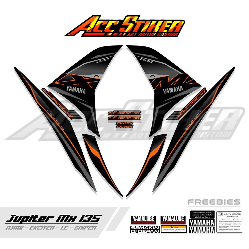 triping Jupiter MX New 135 Variasi Malaysia Exciter Thailand Hitam Setiker Stiker Sticker List Lis C