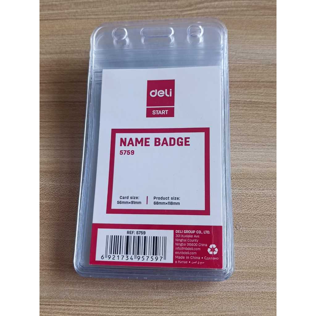 

Deli Name Badge Inner core size: 56*91mm (Trans) E5759