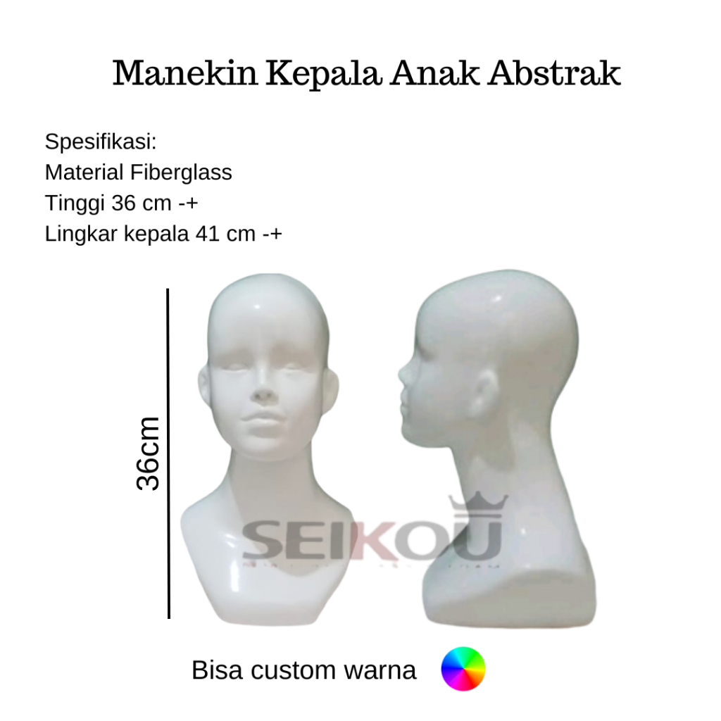 SEIKOU MANEKIN - Manekin Kepala Anak Display Kepala Jilbab Hijab Anak