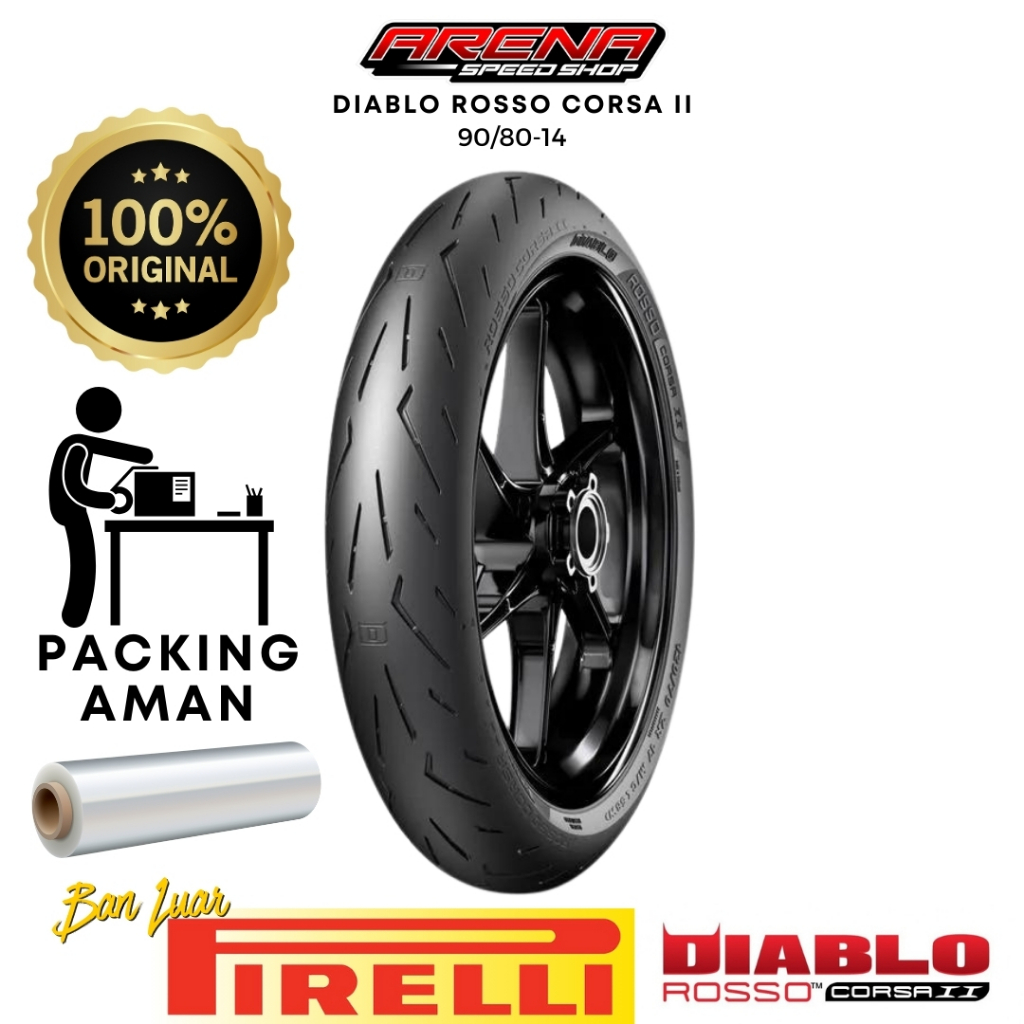 PIRELLI Diablo Rosso Corsa 2 90/80-14 Ban Luar Racing Soft Compound 90 80 Ring 14 Original Pirelli