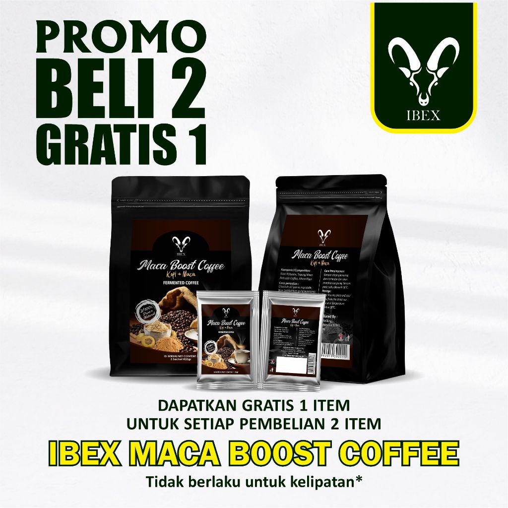 

BUY 2 GET 1 FREE IBEX Maca Boost Coffe - Kopi + Maca - Fermented Coffee - 5 sct @25gr