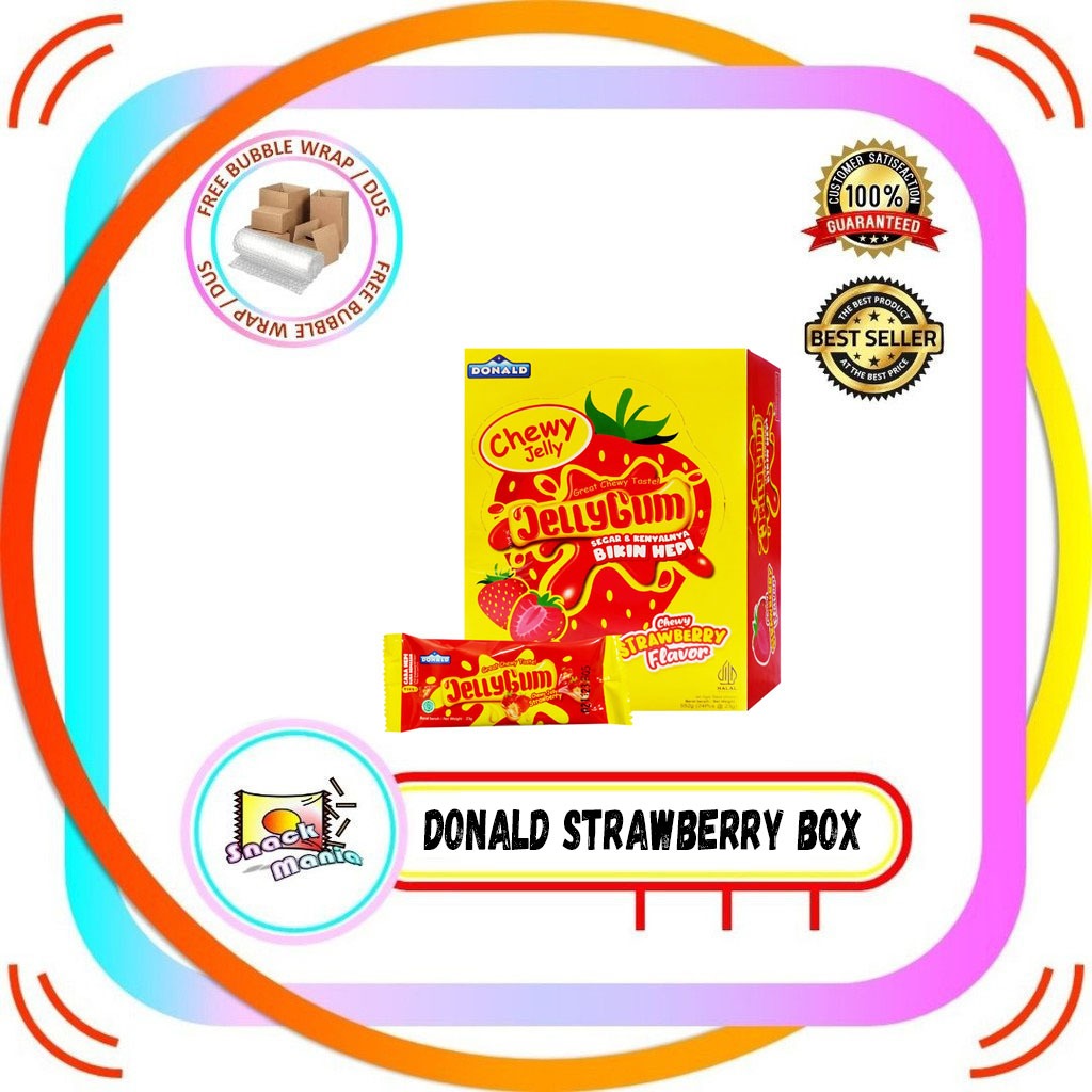 

Donald Chewy Jelly Gum STRAWBERRY BOX Merah 24 pcs x 23 gr BOX