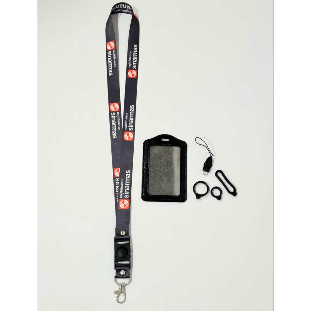 

Lanyard Premium SINARMAS " FREE " Case Gantungan Karet Oring Cantolan / Lanyard ID Card Custom