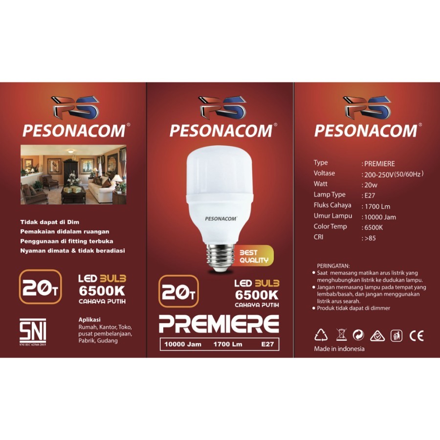 PESONACOM PREMIERE LAMPU LED PUTIH T BULB 20 WATT