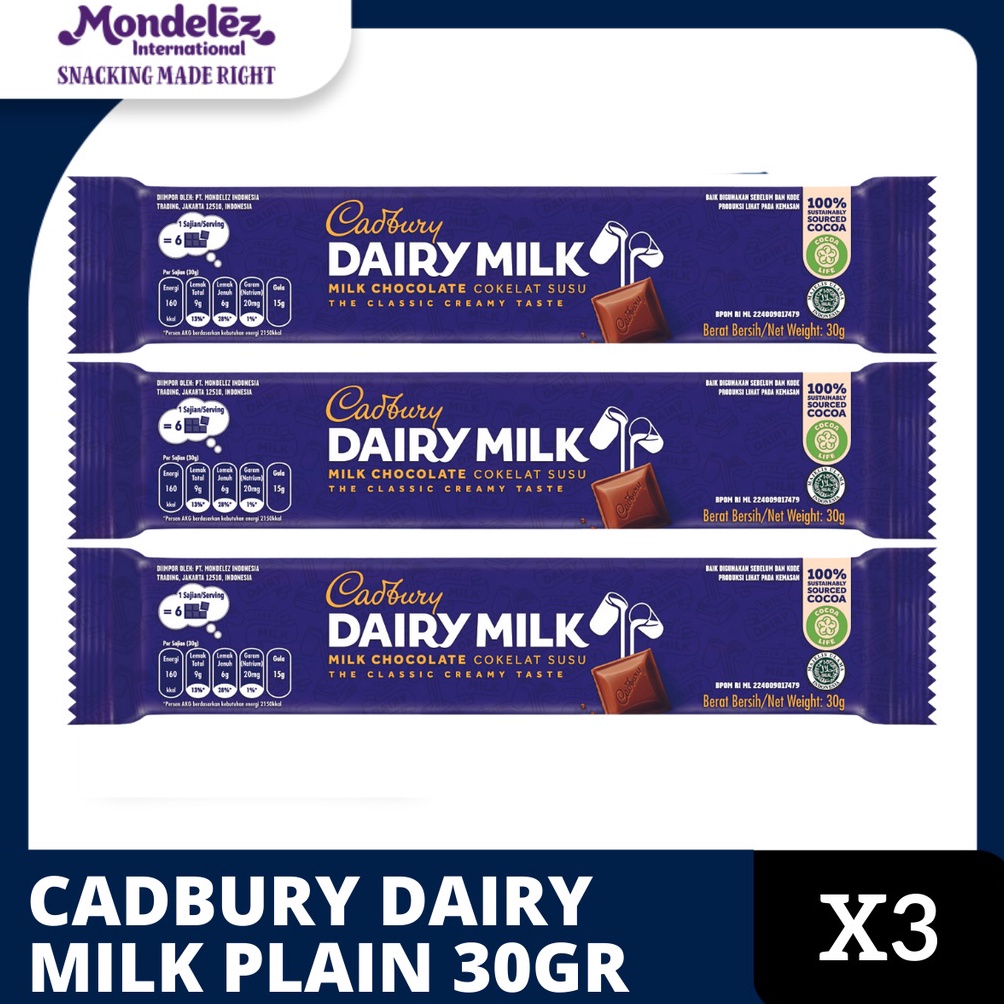 

Cadbury Dairy Milk Chocolate Original Regular Untuk Camilan 3g triplepack