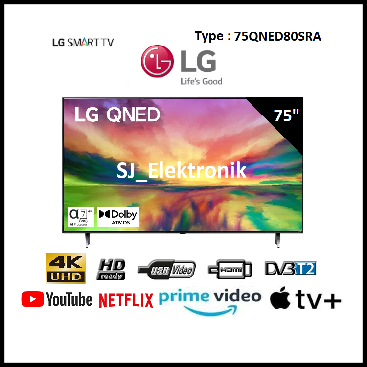 (KHUSUS LUAR KOTA) LG QNED 75 Inch 75QNED80SRA - 75QNED80 UHD 4K Smart TV - QNED80