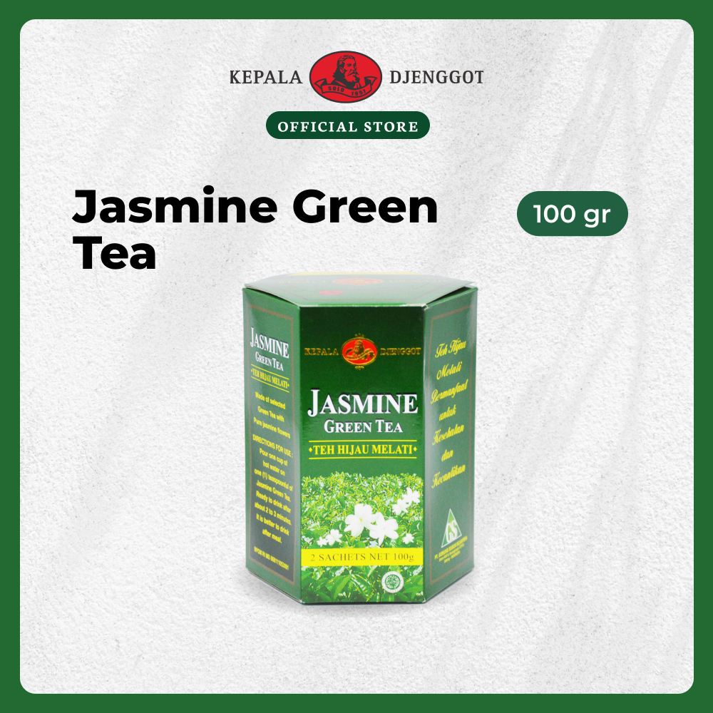 

Kepala Djenggot Jasmine Green Tea 1 Box isi 2's 100 gr - Teh Hijau Melati Celup