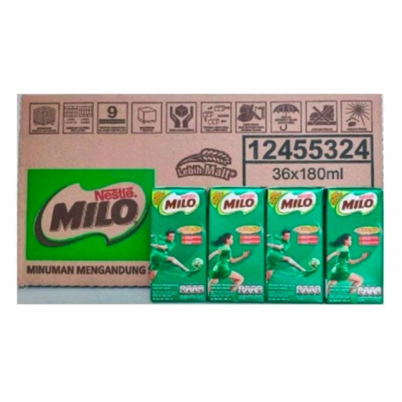 

susu cokelat milo uht 180 ml 1 dus 36 kotak