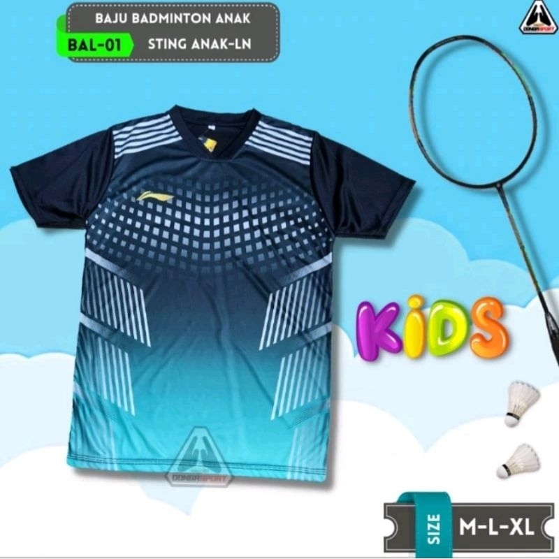 BAL-01 BAJU BADMINTON ANAK JERSEY BULUTANGKIS ANAK KAOS BADMINTON ANAK PREMIUM
